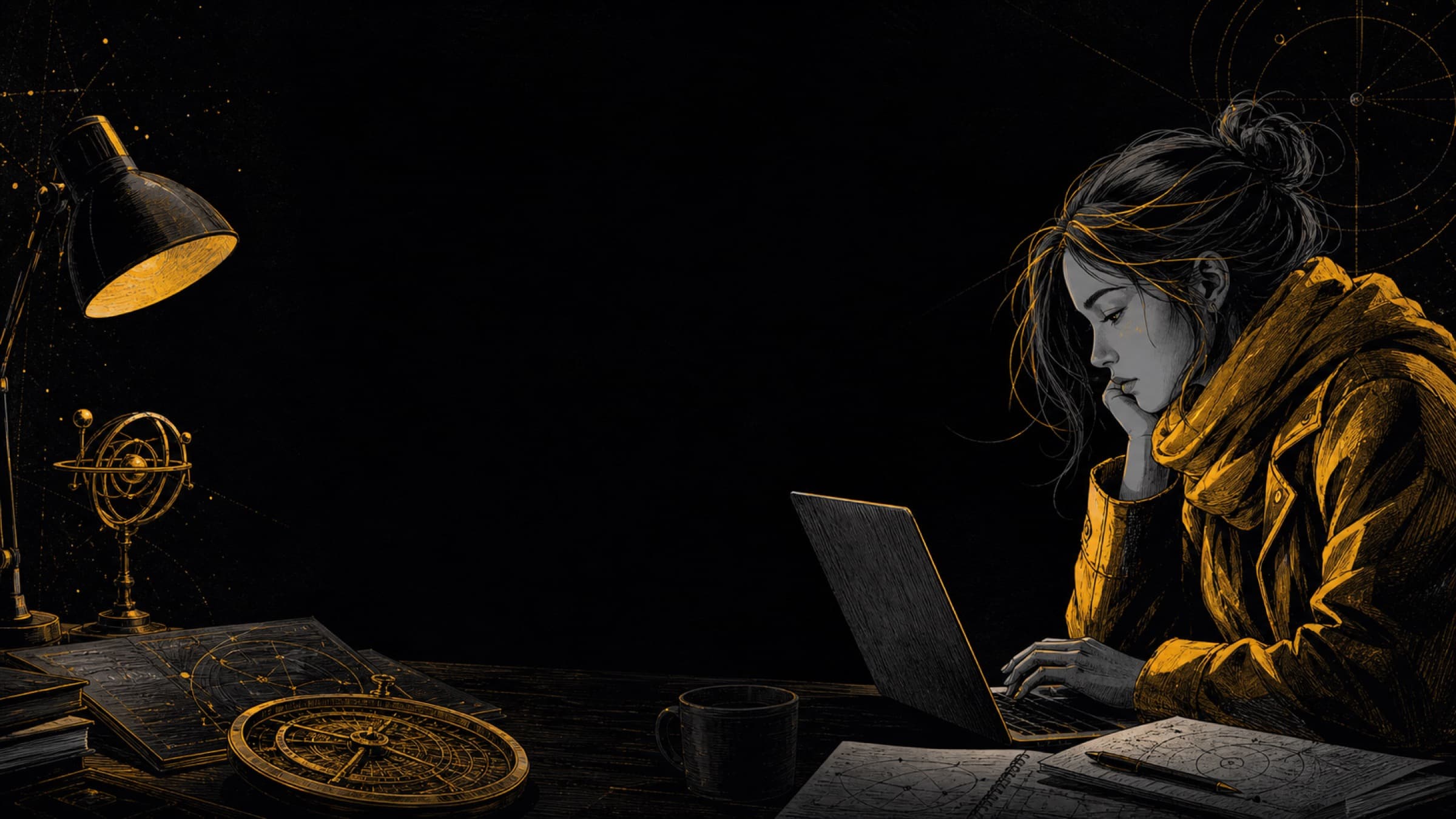 A late-night build session, laptop glow and handwritten notes on a desk